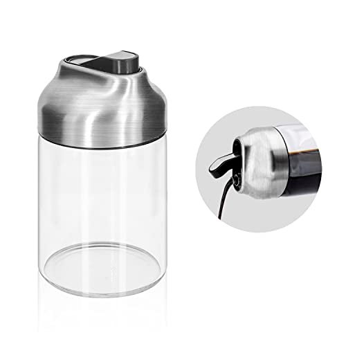 Aelga Soy Sauce Dispenser, 7oz Non-Drip Spout Oil and Vinegar Dispenser with Auto Flip Cap, Glass Oil Cruet for Kitchen Cooking - Image 1