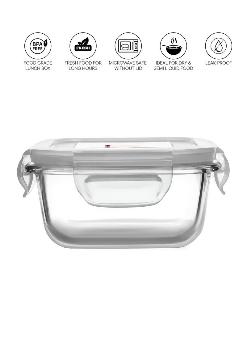 Cello Cello MF glassy seal O fresh glass lunch box set of three square containers, 350ml each with jacket  - Image 2