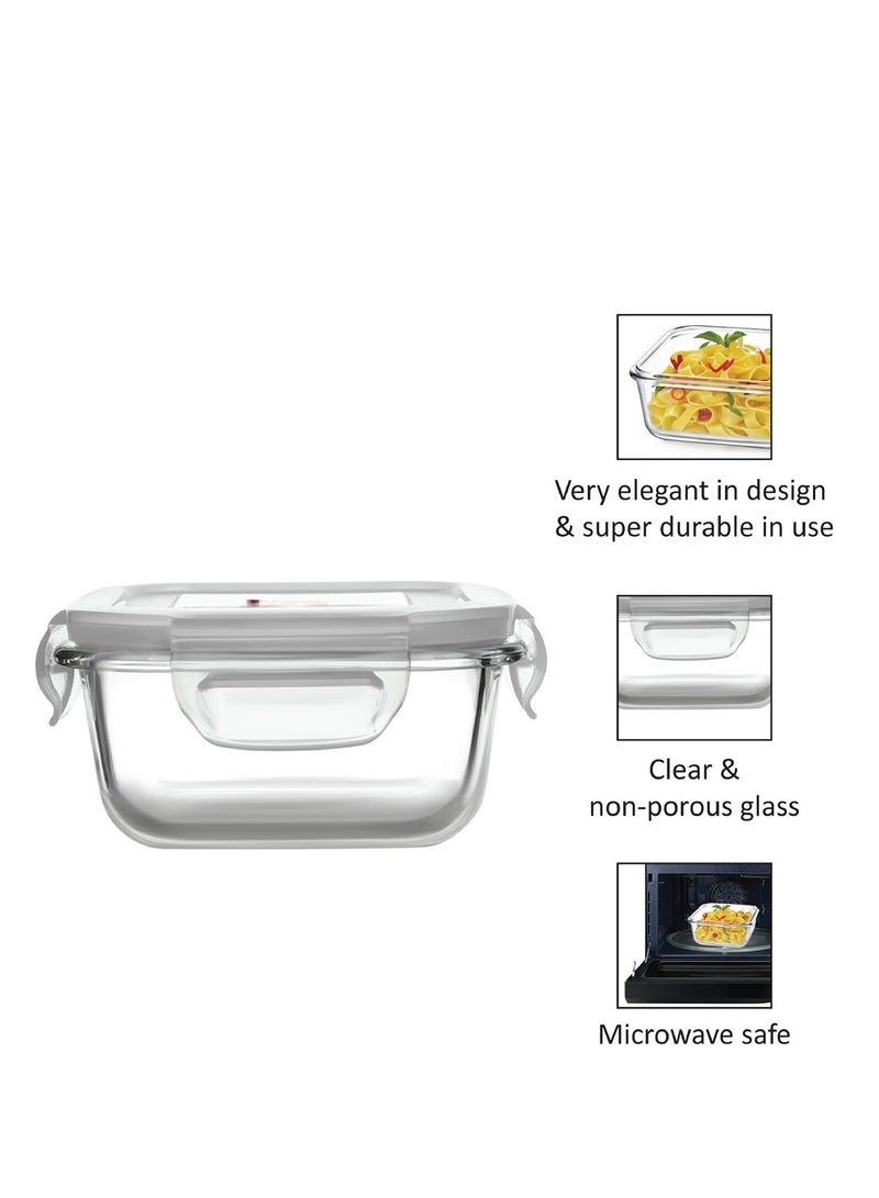 Cello Cello MF glassy seal O fresh glass lunch box set of three square containers, 350ml each with jacket  - Image 3