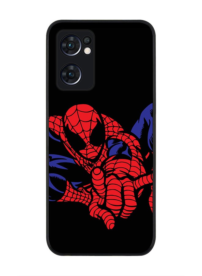 Stylizedd Rugged Black edge case for Oppo Find X5 Lite, Slim fit Soft Case Flexible Cover - Spidey In Air - Image 1