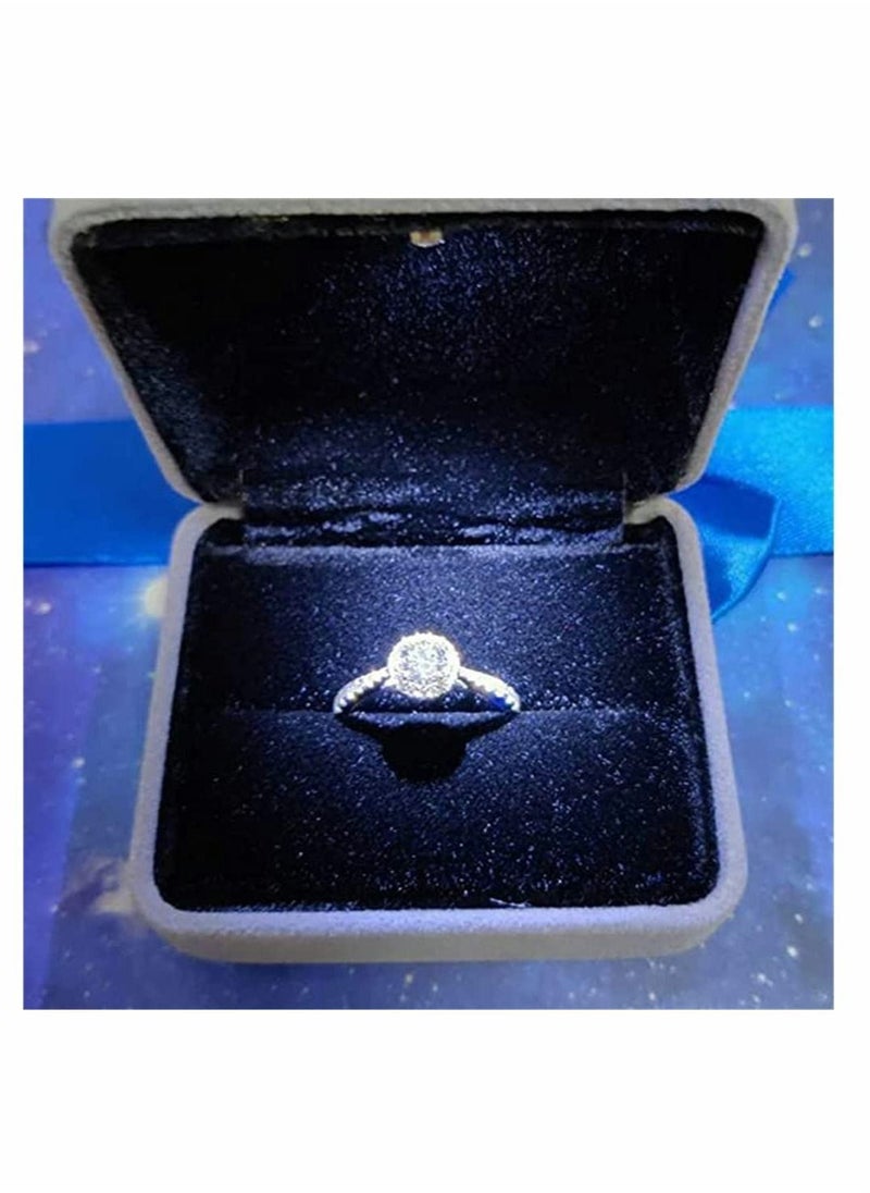Generic - Velvet Ring Box, Engagement Ring Box Earrings Square Ring Case For Proposal Wedding Ceremony Birthday Anniversary ​With LED Light Jewelry Display Gift Box for Proposal, Engagement, Wedding - Image 1