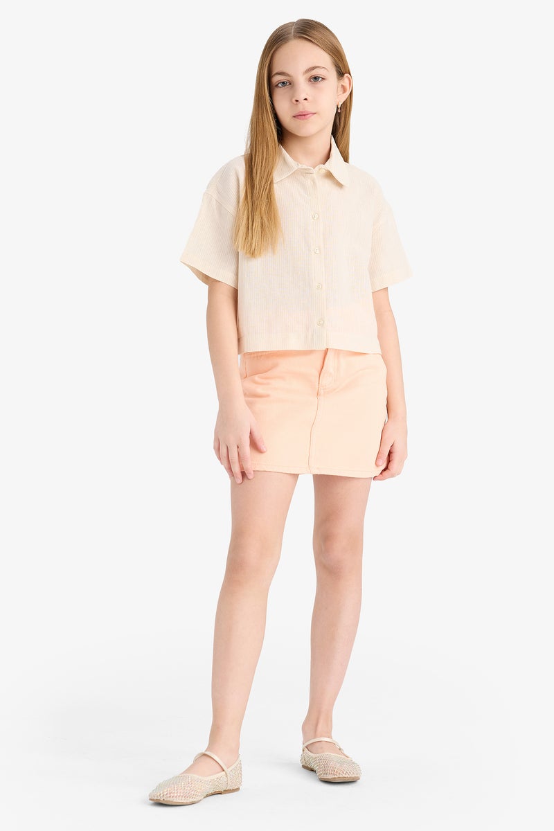 DeFacto Girl Cropped Fit Cotton Short Sleeve Shirt  - Image 2