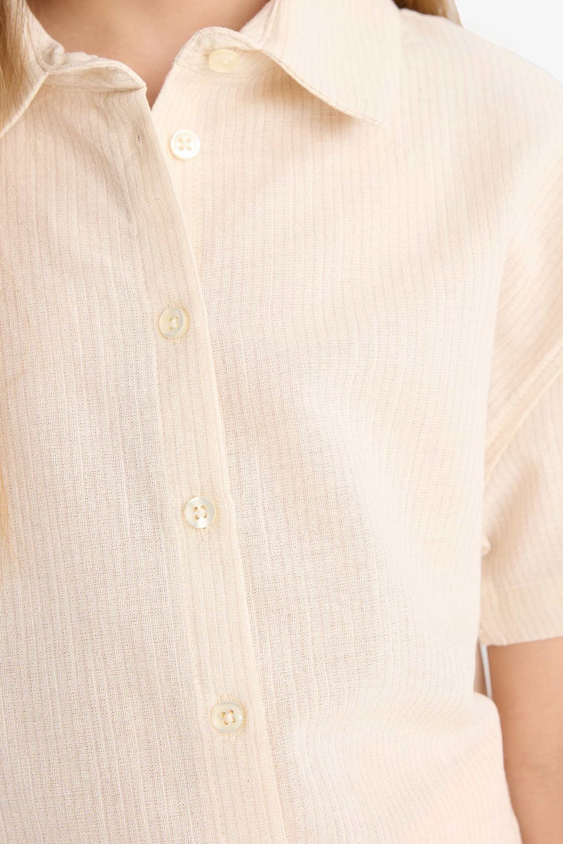 DeFacto Girl Cropped Fit Cotton Short Sleeve Shirt  - Image 5