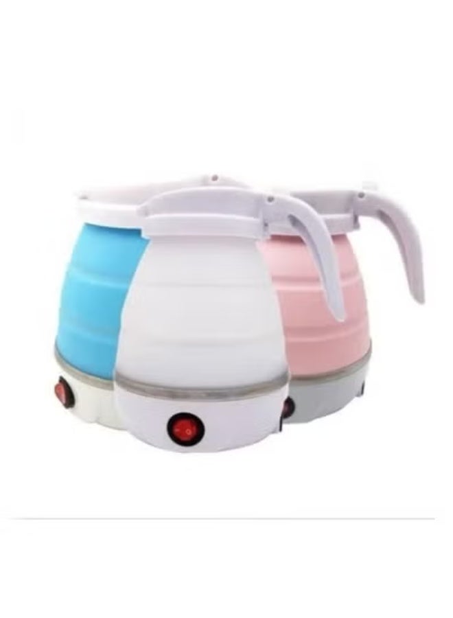 Denx Mini Foldable Electric Travel Kettle | 600ml Portable Silicone Collapsible Kettle | Fast Boil Heating | Dual Voltage 110V-220V | Lightweight Retractable Design for Travel | Ideal for Camping, Office, Hotel, Outdoor Use | Compact Kettle – White - Image 2