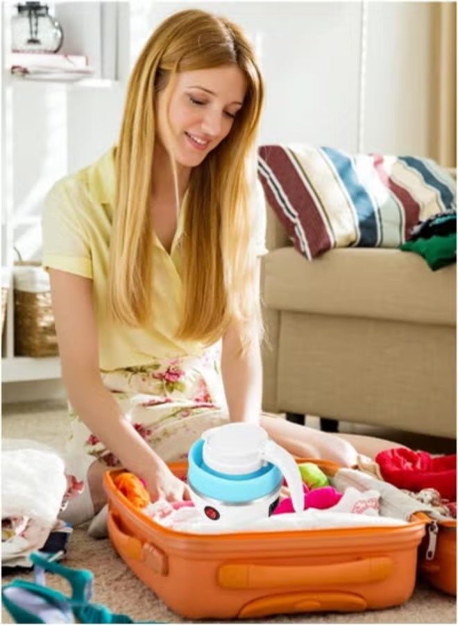 Denx Mini Foldable Electric Travel Kettle | 600ml Portable Silicone Collapsible Kettle | Fast Boil Heating | Dual Voltage 110V-220V | Lightweight Retractable Design for Travel | Ideal for Camping, Office, Hotel, Outdoor Use | Compact Kettle – White - Image 5