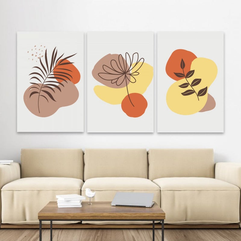 Marktna Three luxurious modern canvas prints with a hollow frame, measuring (90×40), three pieces - Image 1