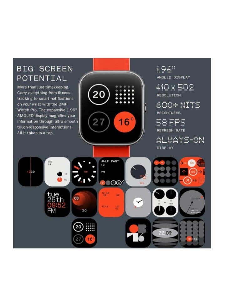 CMF BY NOTHING Watch Pro Smartwatch,1.96'' AMOLED Display, IP68 Water Resistant Multi-System GPS Fitness Tracker with Health Monitoring, 13Day Battery Life, - Image 3