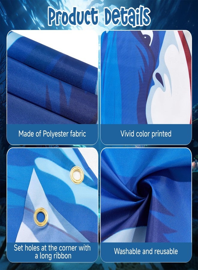 Bafeil Shark Party Door Banner Decorations with Blue Foil Fringe Curtains – Ocean Theme Hanging Wall Decor for Entryway, Photo Backdrop & Event Venue Styling - Image 4