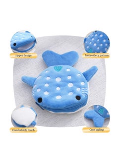 Excefore Shark Coin Purse, Cute Plush Cartoon Small Wallet for Women - Fun Coin Pouch and Cosmetic Bag (Blue)  - Image 3