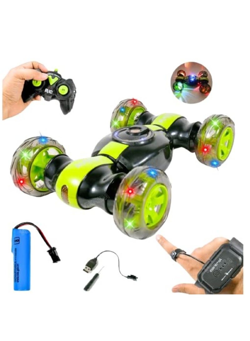 Stunt King 4WD RC Car with 360° Twisting Action, Gesture Sensor & Light-Up Wheels – Multi-Function Off-Road Remote Control Vehicle Toy - Image 1