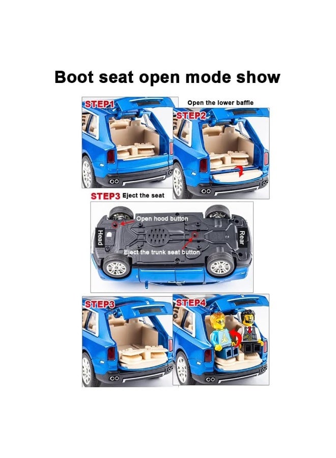 1/24 Rolls-Royce Cullinan Zinc Alloy Model Car with Pull Back, Sound & Light, Blue - Image 5