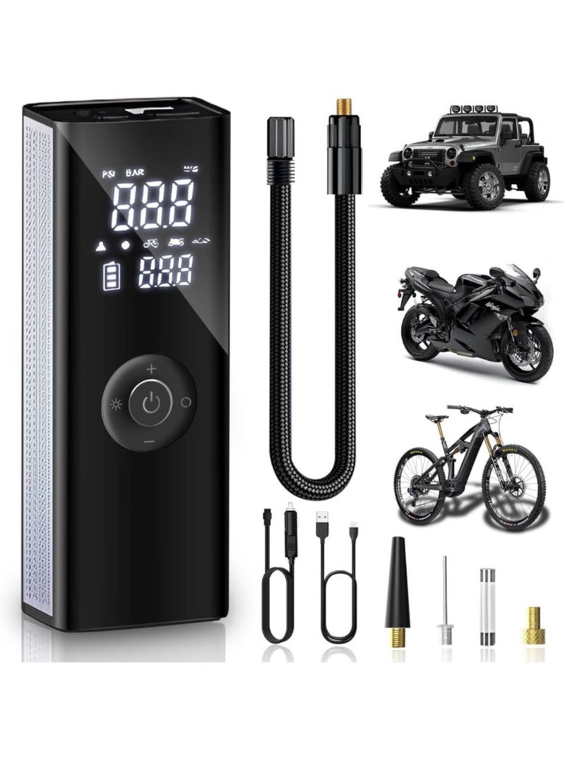 Generic 150 PSI Tire Inflator Portable Air Compressor with 7800mAh Battery- 25L/Mins Airflow Car Tyre Air Pump with Digital Pressure Gauge, LED Light, Electric Pump for Car, Off Road, Truck, SUV, Bike  - Image 1