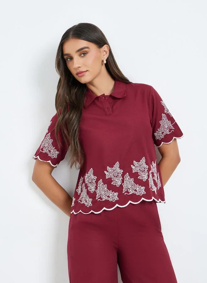 Styli Women Embroidered Top and Trousers Co-Ords