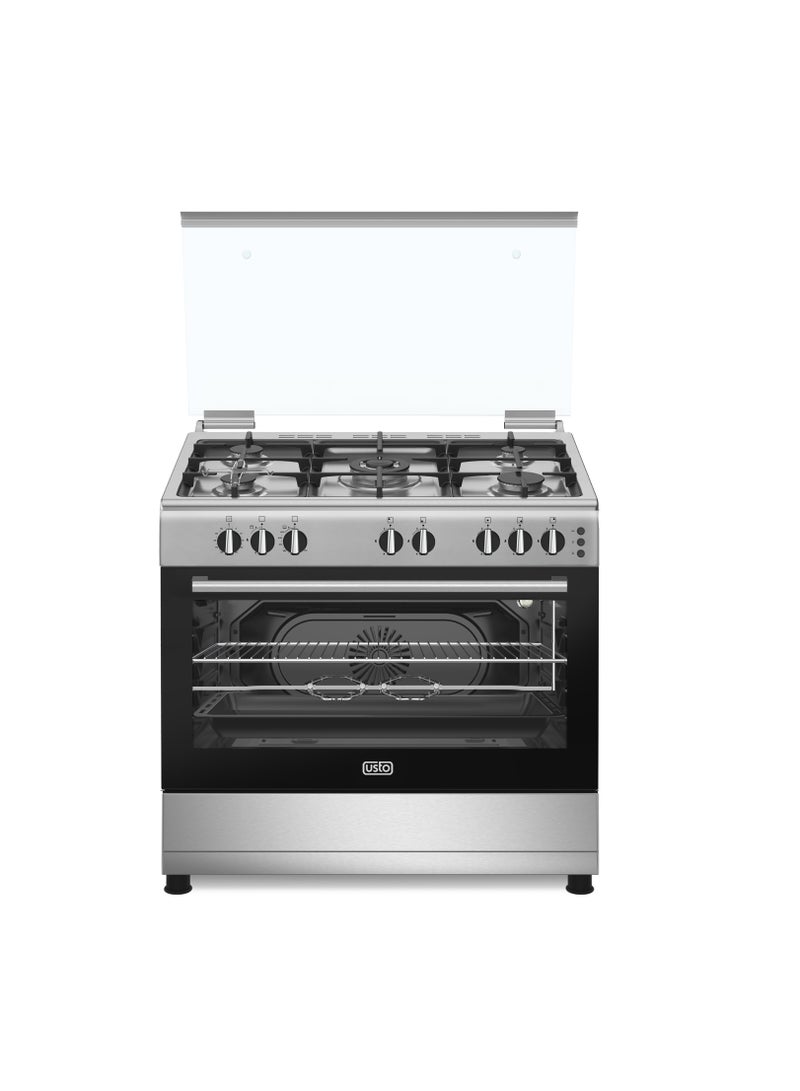 USTO Usto Turkish Gas Oven, Steel, 60*90 Cm, 105L, Heavy Iron, Surface Cooling Fan, Heat Distribution Fan, Heat Reflective Glass - ASF 9515 SGWH