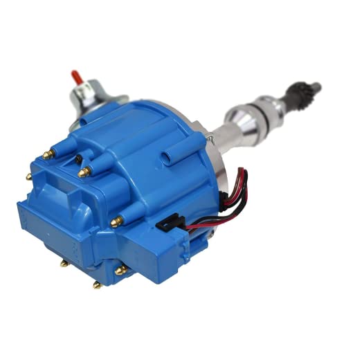 A-Team Performance - Complete HEI Distributor 65K Coil 7500 RPM - Compatible with Small Block Ford SBF 5.8 L 351W Windsor 8 Cylinder One Wire Installation Blue Cap - Image 2