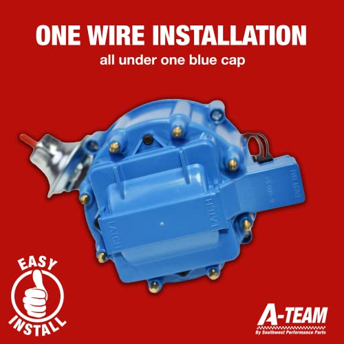 A-Team Performance - Complete HEI Distributor 65K Coil 7500 RPM - Compatible with Small Block Ford SBF 5.8 L 351W Windsor 8 Cylinder One Wire Installation Blue Cap - Image 5