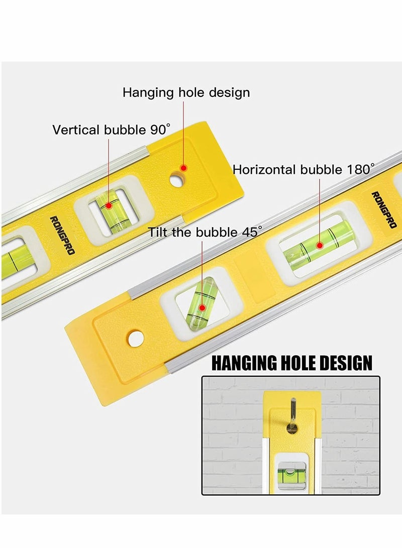 Y&D 9 Inch Torpedo Level, Magnetic Box Level with 4590180Bubbles, Shock Resistant Bubble Tool for Measuring  - Image 3