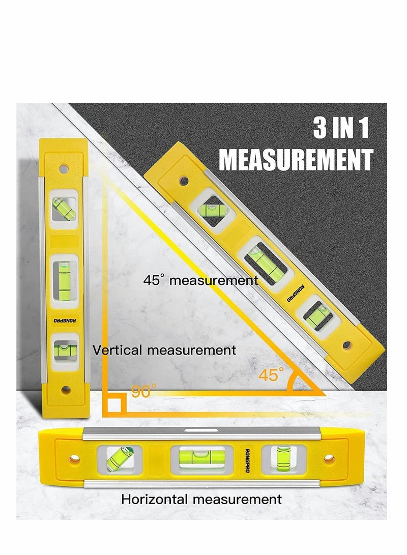 Y&D 9 Inch Torpedo Level, Magnetic Box Level with 4590180Bubbles, Shock Resistant Bubble Tool for Measuring  - Image 2