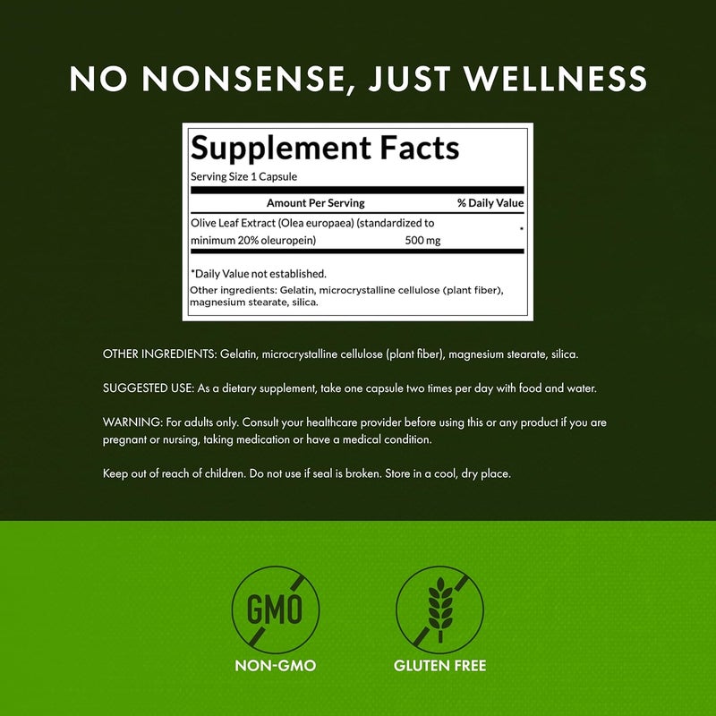 Swanson Herbs Olive Leaf Extract 500mg - 120 Capsules - Image 3