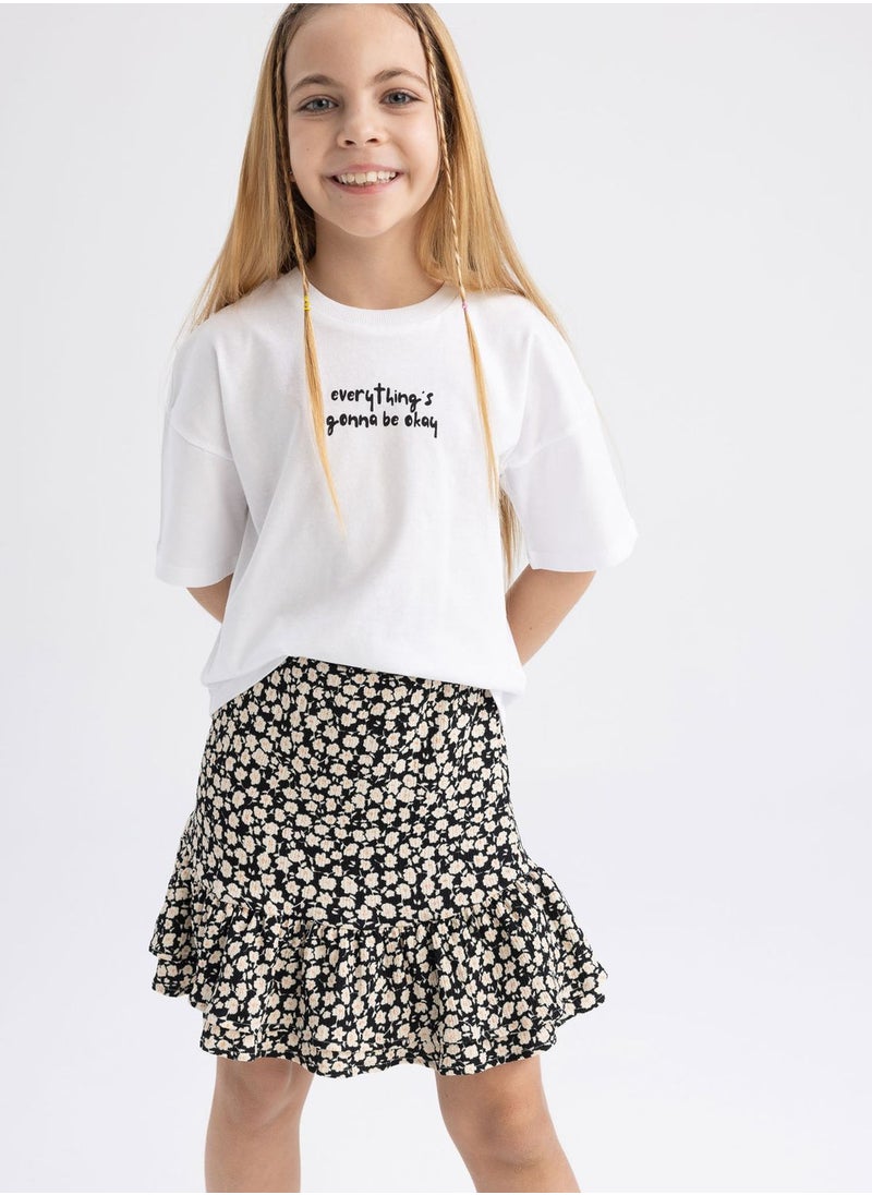 DeFacto Kids Micro Floral Print T-Shirt & Skirt  - Image 2