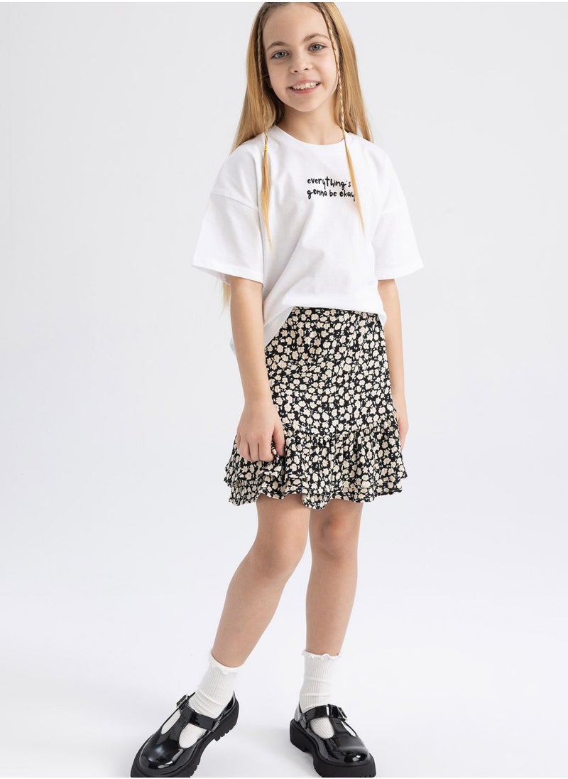 DeFacto Kids Micro Floral Print T-Shirt & Skirt  - Image 5
