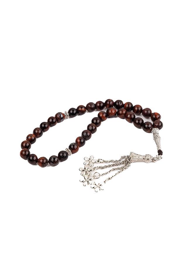 AC&L Red Tiger Natural Stone Tasbeeh Prayer Beads 8Mm Stones - Image 1