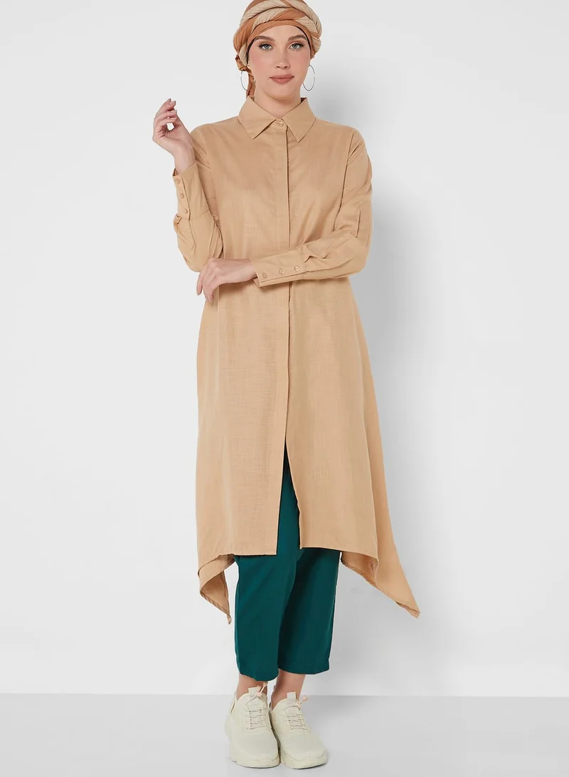 Khizana Longline Tunic With Collar And Placket Detail