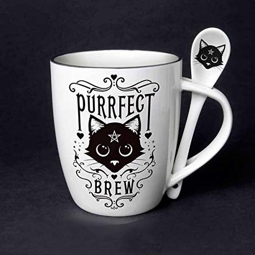 Pacific Giftware Sacred Cat Purrfect Brew Ceramic Mug and Spoon Set by Alchemy England - Image 2