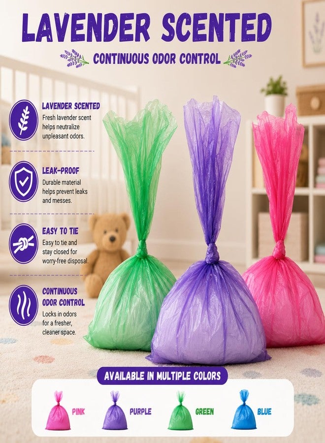 CHEFNENO Baby Diaper Bags 12 Refill Rolls (180 Diaper Sacks) Disposable Lavender Scented Dog Poop Waste Bags Cat Litter Clump & Poop Bags Sanitary Pad Waste Bags (180 Bags, Scented) - Image 5