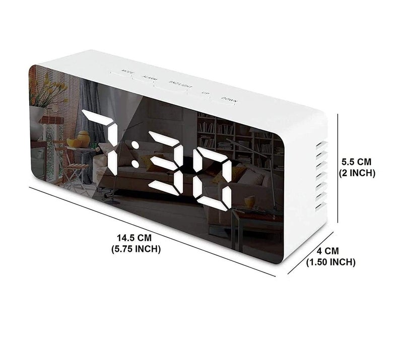 ABSTER Digital Smart Back Light Table Mirror Alarm Clock with Sensor Date Temperature for Office Home Bedroom Travel Table Clocks Smart Clock Clock Desk Clock Plastic 571 X 157 Inch White - Image 5