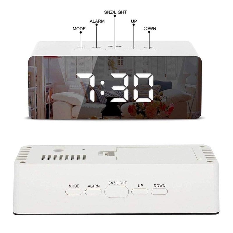 ABSTER Digital Smart Back Light Table Mirror Alarm Clock with Sensor Date Temperature for Office Home Bedroom Travel Table Clocks Smart Clock Clock Desk Clock Plastic 571 X 157 Inch White - Image 4