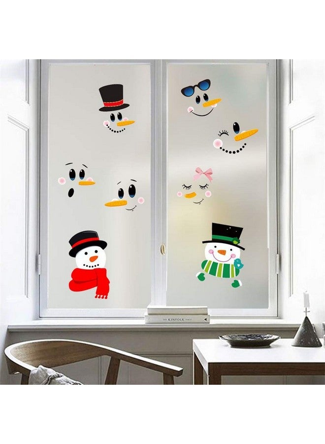 Kiddale ملصقات وجه رجل الثلج من كيدال، ملصقات ثلاجة عيد الميلاد، ملصقات زجاجية قابلة للإزالة، فن وجه رجل الثلج الجميل، ديكور جدار عيد الميلاد - Image 4