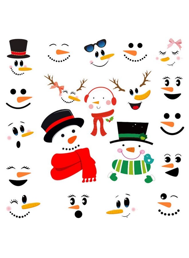 Kiddale ملصقات وجه رجل الثلج من كيدال، ملصقات ثلاجة عيد الميلاد، ملصقات زجاجية قابلة للإزالة، فن وجه رجل الثلج الجميل، ديكور جدار عيد الميلاد - Image 1