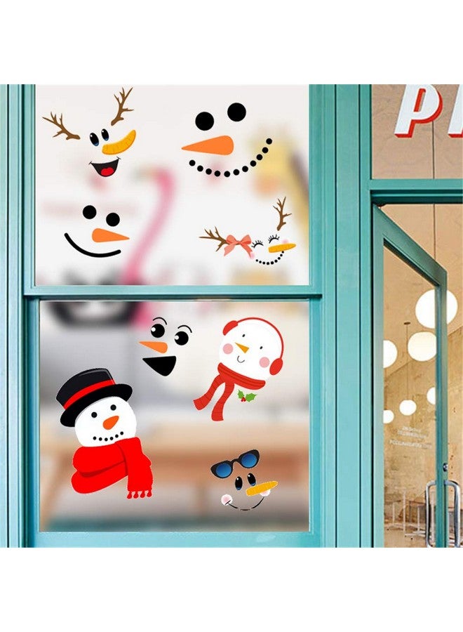 Kiddale ملصقات وجه رجل الثلج من كيدال، ملصقات ثلاجة عيد الميلاد، ملصقات زجاجية قابلة للإزالة، فن وجه رجل الثلج الجميل، ديكور جدار عيد الميلاد - Image 2