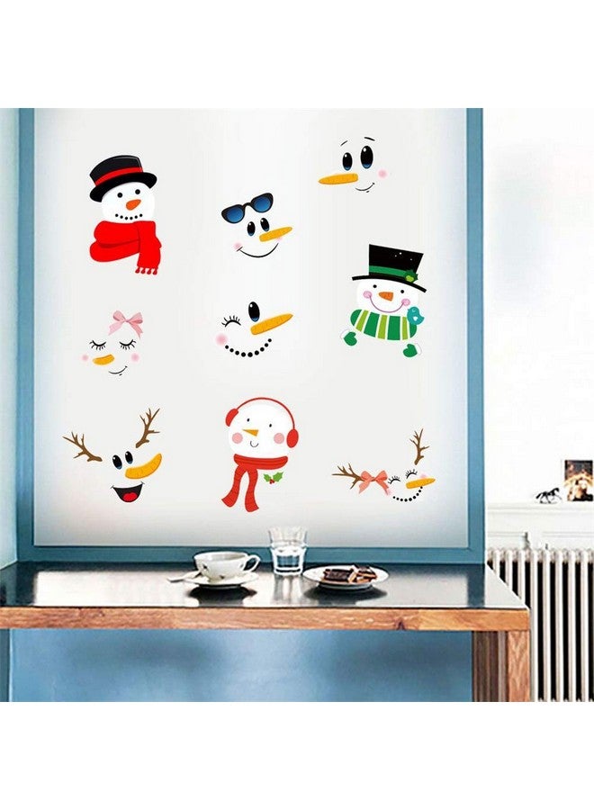 Kiddale ملصقات وجه رجل الثلج من كيدال، ملصقات ثلاجة عيد الميلاد، ملصقات زجاجية قابلة للإزالة، فن وجه رجل الثلج الجميل، ديكور جدار عيد الميلاد - Image 3