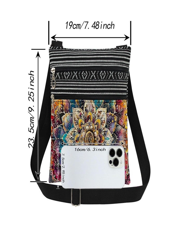 XiaoGalaee Geometric Flower Print Crossbody Bag Colorful Mandala Pattern Adjustable Strap Messenger Bag Outdoor Daily Use Purse Mysterious Christmas Birthday Gift​​ for Friend Sister - Image 4