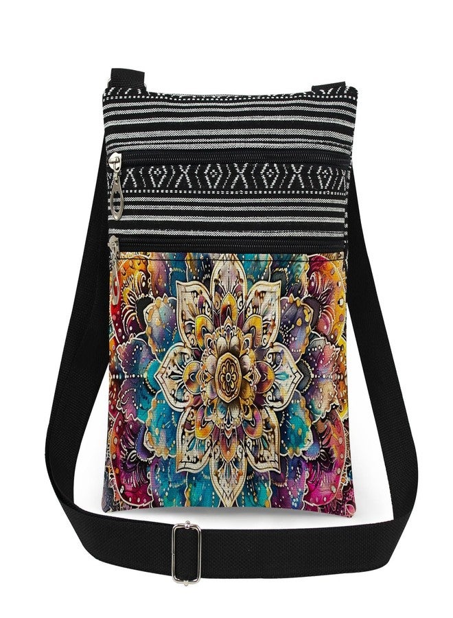 XiaoGalaee Geometric Flower Print Crossbody Bag Colorful Mandala Pattern Adjustable Strap Messenger Bag Outdoor Daily Use Purse Mysterious Christmas Birthday Gift​​ for Friend Sister - Image 1