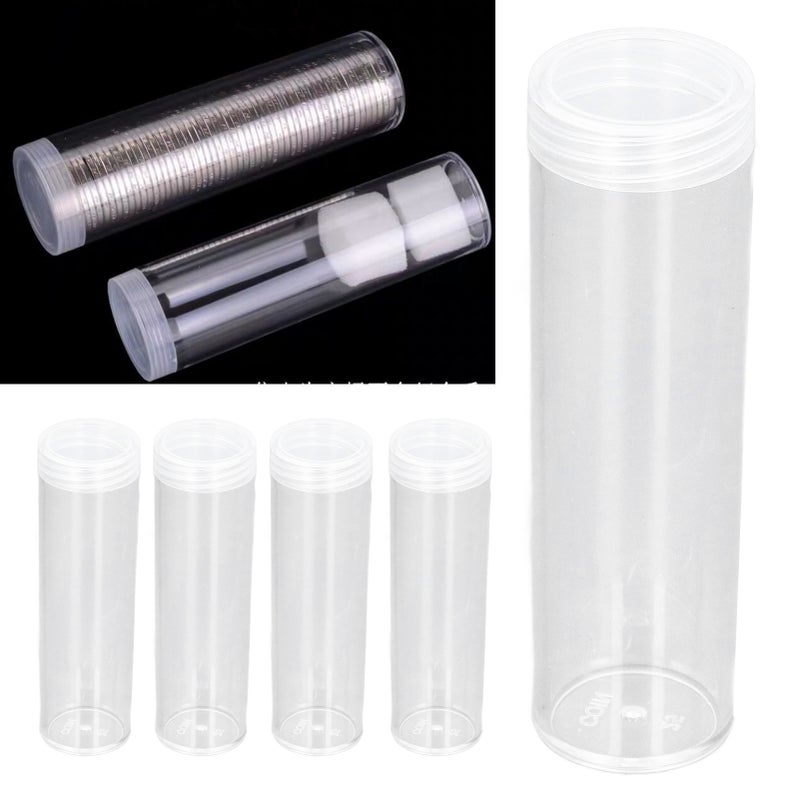 Round Clear Coin Tube Plastic Coin Storage Tubes with Cushion Sponge for 25mm / 0.98in Coins Collection - Image 4