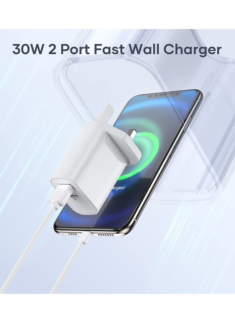 Jmary USB Charger, Jmary 30W Wall Charger, Dual Port USB C Charger PD3.0 Fast Charging Adapter for i phone 14/14Pro/13/13 Pro/12/12 Mini/12 Pro/12 Pro Max/11 Pro Max iPad Pro - Image 2