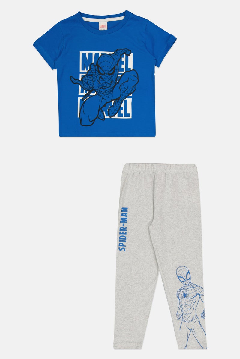 MARVEL Toddlers Boy 2 Pieces Spiderman Short Sleeve Pajama Set, Multicolor - Image 1