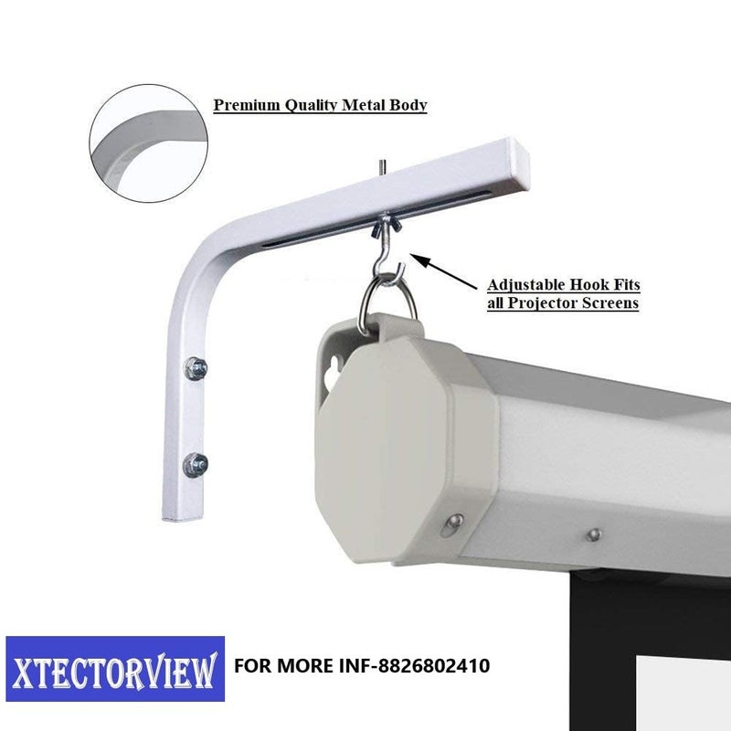 XTECTORVIEW Universal L Shaped Wall Hangers for Hanging Projector Screen, Comes with Hook and Screws, Adjustable, 11 Inch Length (Weight Capacity 20 Kg) Color-White - Image 3