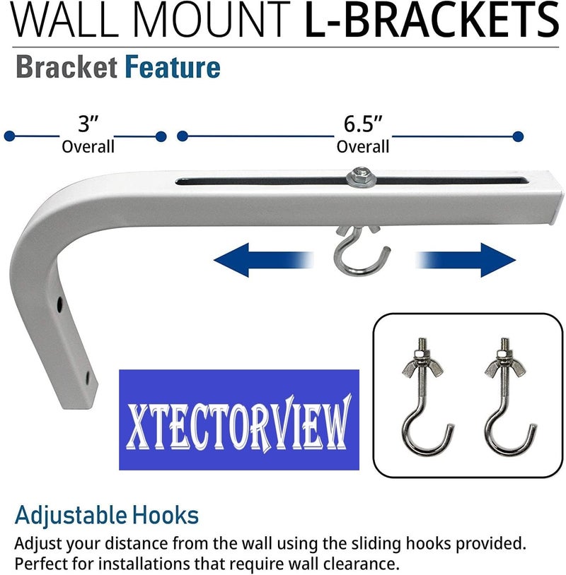 XTECTORVIEW Universal L Shaped Wall Hangers for Hanging Projector Screen, Comes with Hook and Screws, Adjustable, 11 Inch Length (Weight Capacity 20 Kg) Color-White - Image 4