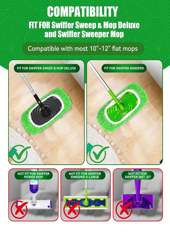 BEVAUEG Reusable Microfiber Mop Pads Compatible with Swiffer Sweeper Mop, Wet Pads Refill, Chenille Dry Sweeping Cloths, Washable Wet Mopping Cloths & Dry Cloths for Hardwood Floor Cleaning, 4 Pack - Image 2