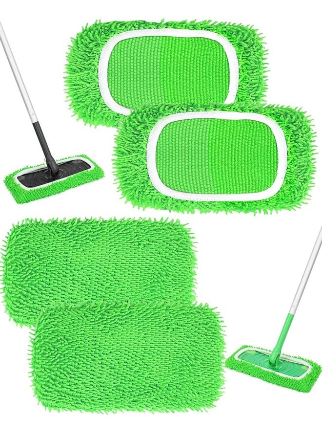 BEVAUEG Reusable Microfiber Mop Pads Compatible with Swiffer Sweeper Mop, Wet Pads Refill, Chenille Dry Sweeping Cloths, Washable Wet Mopping Cloths & Dry Cloths for Hardwood Floor Cleaning, 4 Pack - Image 1