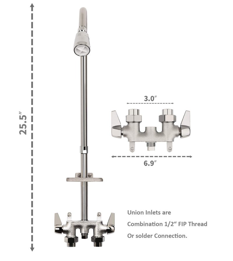 Artiwell Outdoor Shower Fixture System,with Rustproof Riser and Riser Extension, Double Handle Utility Shower Faucet with Showerhead and Soap Dish, Polished Chrome - Image 3