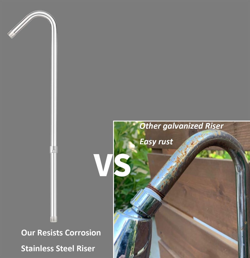 Artiwell Outdoor Shower Fixture System,with Rustproof Riser and Riser Extension, Double Handle Utility Shower Faucet with Showerhead and Soap Dish, Polished Chrome - Image 5