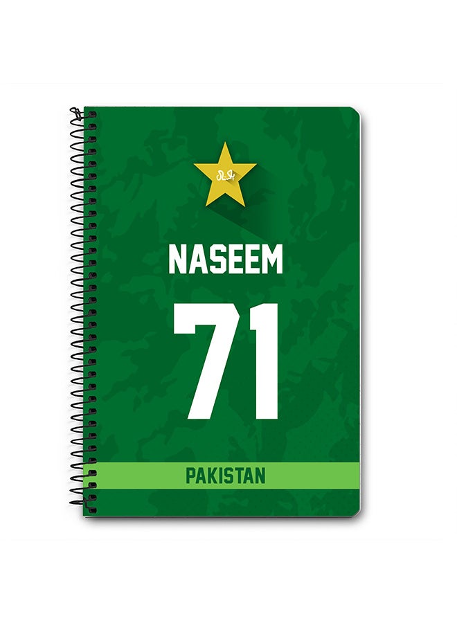 Stylizedd Designer A5 Spiral Notebook Memo Notepad Journal Player - Naseem Shah, Jersey Number -71 (With Logo) - Image 1