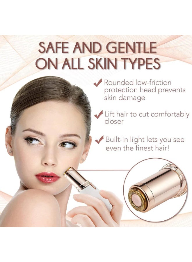 أفضل هدية للفتيات - جهاز إزالة شعر الوجه للنساء، جهاز إزالة شعر كهربائي غير مؤلم وخالٍ من العيوب، ماكينة حلاقة نسائية مقاومة للماء للخدين/الذقن/الذراعين، بطارية مرفقة وإضاءة  مدمجة - Image 3