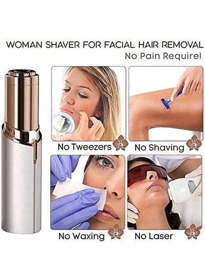 أفضل هدية للفتيات - جهاز إزالة شعر الوجه للنساء، جهاز إزالة شعر كهربائي غير مؤلم وخالٍ من العيوب، ماكينة حلاقة نسائية مقاومة للماء للخدين/الذقن/الذراعين، بطارية مرفقة وإضاءة  مدمجة - Image 4