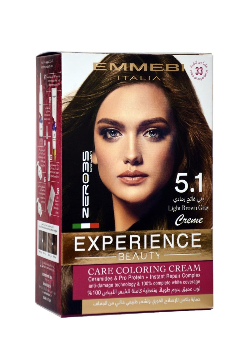 EMMEBI ITALIA Beauty Experience Care Coloring Cream Light Brown Gray 5.1 